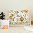 Blankets Personalized Name Woodland Monkey Tiger Boy Girl Blanket