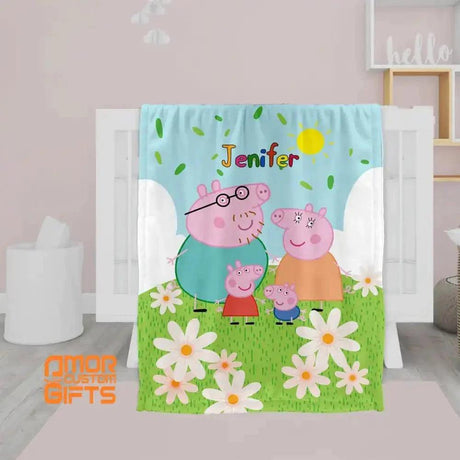 Blankets Personalized Peppa Pig Blanket | Custom Name Cartoon Blanket For Kids