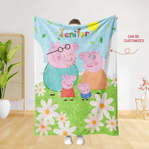 Blankets Personalized Peppa Pig Blanket | Custom Name Cartoon Blanket For Kids