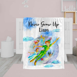 Blankets Personalized Peter Pan Blanket | Custom Name Peter Pan Baby Blanket