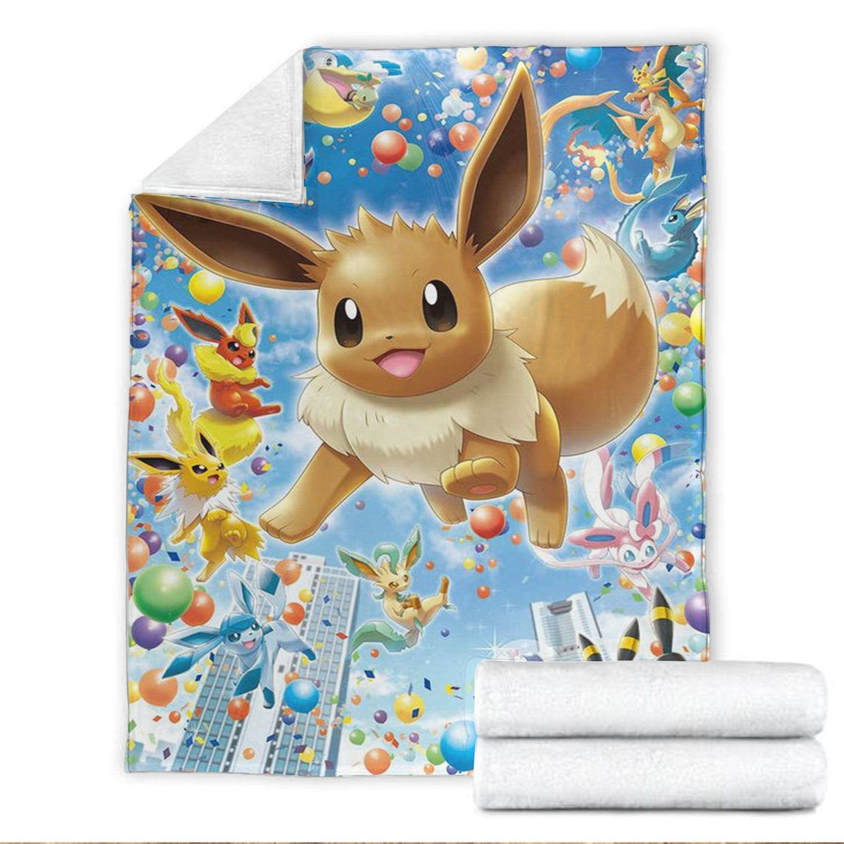 Blankets USA MADE Personalized PK Blanket Cute Eevee Blanket – Manga Cartoon Gift – Anime PK Gift For Kids – Baby Blanket