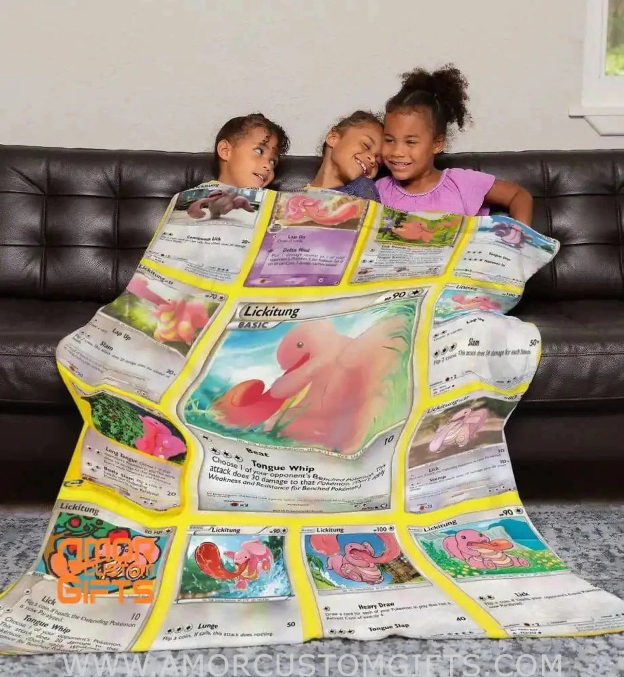 Blankets USA MADE Personalized PK Blankets, Custom Name Multi Lickitung Blanket, Anime Manga Gamer Throw