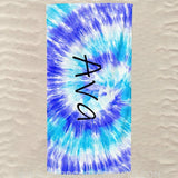 Towels USA MADE Personalized Tie Dye Beach Towel, Best Gift for Men Women in Summer, Custom Name Beach Towel