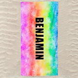 Towels USA MADE Personalized Tie Dye Beach Towel, Best Gift for Men Women in Summer, Custom Name Beach Towel