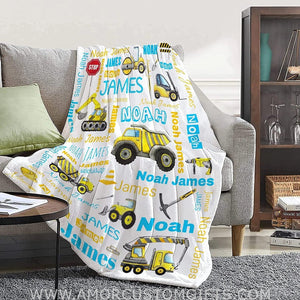 Blankets Personalized Toddlers Blanket, Lightweight Construction Truck Kid Custom Throws Blankets, Birthday for Newborn Baby