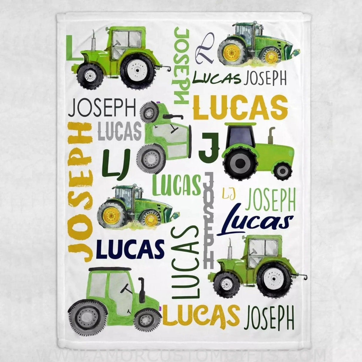 Blankets USA MADE Personalized tractor Baby Blanket, Gifts for Newborn, Toddler on Baby Shower