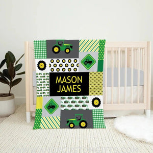 Blankets Personalized Tractor Blanket, Farming Baby Name Blanket, Farm Baby Blanket, Farmer Personalized Baby Blanket