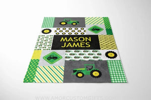 Blankets Personalized Tractor Blanket, Farming Baby Name Blanket, Farm Baby Blanket, Farmer Personalized Baby Blanket