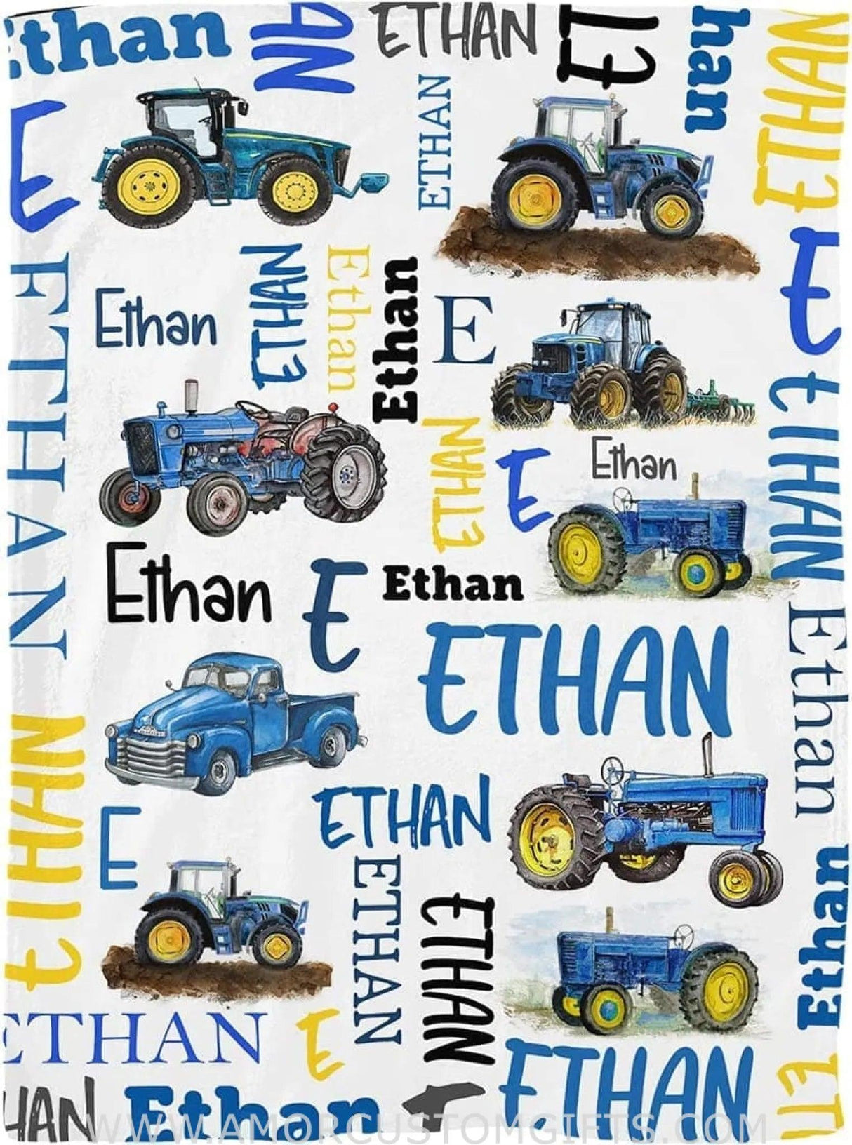 Blankets USA MADE Personalized Tractor Construction Vehicles Collections Gift Kids Infant, Green Tractor Patchwork blanket