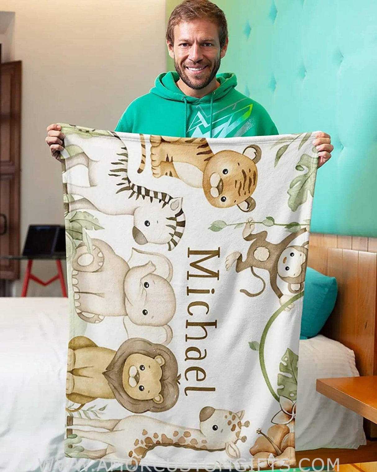 Blankets Personalized Woodland Baby Blanket | Custom Name Woodland Theme Baby Nursery Bedding, Shower Gift