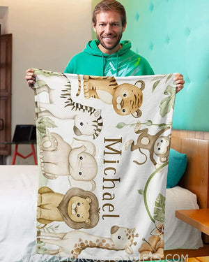 Blankets Personalized Woodland Baby Blanket | Custom Name Woodland Theme Baby Nursery Bedding, Shower Gift