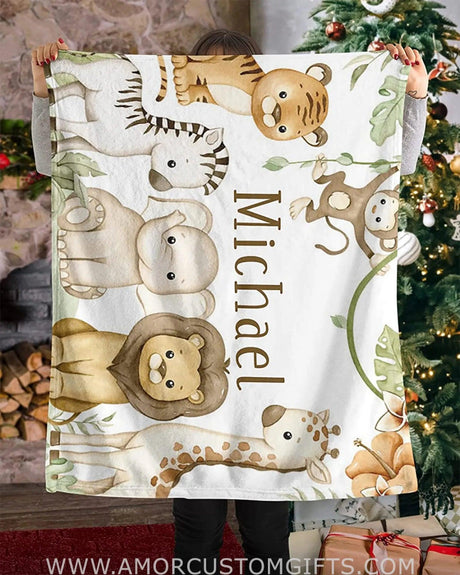 Blankets Personalized Woodland Baby Blanket | Custom Name Woodland Theme Baby Nursery Bedding, Shower Gift