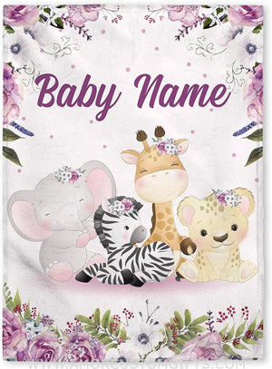 Blankets Personalized Woodland  Baby Blankets, Baby Blanket with Name for Girls, Best Gift for Baby