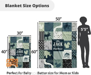 Blankets Personalized Woodland Baby Blankets for Boys - Baby Gifts with Name - Soft & Lightweight Fleece Blanket