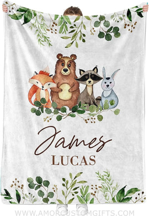 Blankets Personalized Woodland Baby Blankets  - Newborn Gift - Soft Plush Fleece blanket