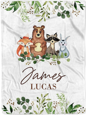 Blankets Personalized Woodland Baby Blankets  - Newborn Gift - Soft Plush Fleece blanket