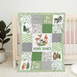 Blankets USA MADE Personalized Woodland Blanket, Light Woodland Animals Blanket, Baby Boy Woodland Blanket