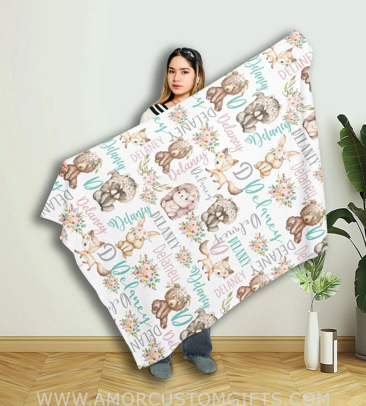 Blankets Personalized Woodland Hedgehog Blanket, Hedgehog Blanket, Baby Woodland Blanket, Woodland Baby Blankets for Boys Girls