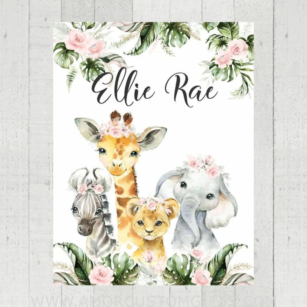 Blankets Personalized Zoo Fleece Throw Blanket for Kids, Custom Blankets with Name Baby Blanket Gift for New Mother