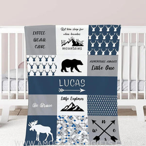 Blankets Personalized Zoo Fleece Throw Blanket for Kids, Custom Blankets with Name Baby Blanket Gift for New Mother