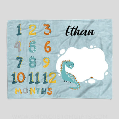 Blankets Personlaized Dinosaurs Baby Blanket, Custom Name for Boy Blanket, Girl Blanket, Fleece & Sherpa Blanket for Granddaughter, Grandson