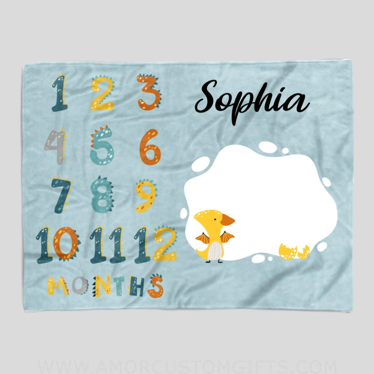 Blankets USA MADE Personlaized Dinosaurs Baby Blanket, Custom Name for Boy Blanket, Girl Blanket, Fleece & Sherpa Blanket for Granddaughter, Grandson