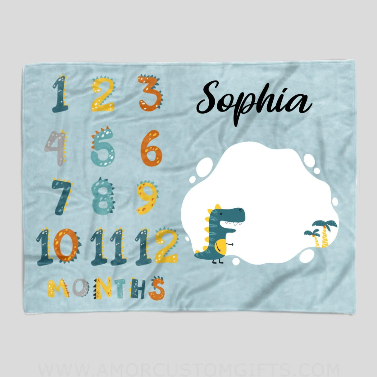 Blankets USA MADE Personlaized Dinosaurs Baby Blanket, Custom Name for Boy Blanket, Girl Blanket, Fleece & Sherpa Blanket for Granddaughter, Grandson