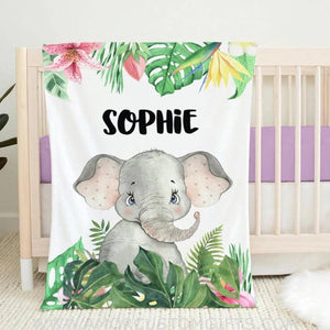 Blankets USA MADE Safari baby blanket, custom name baby blanket, baby shower safari gift