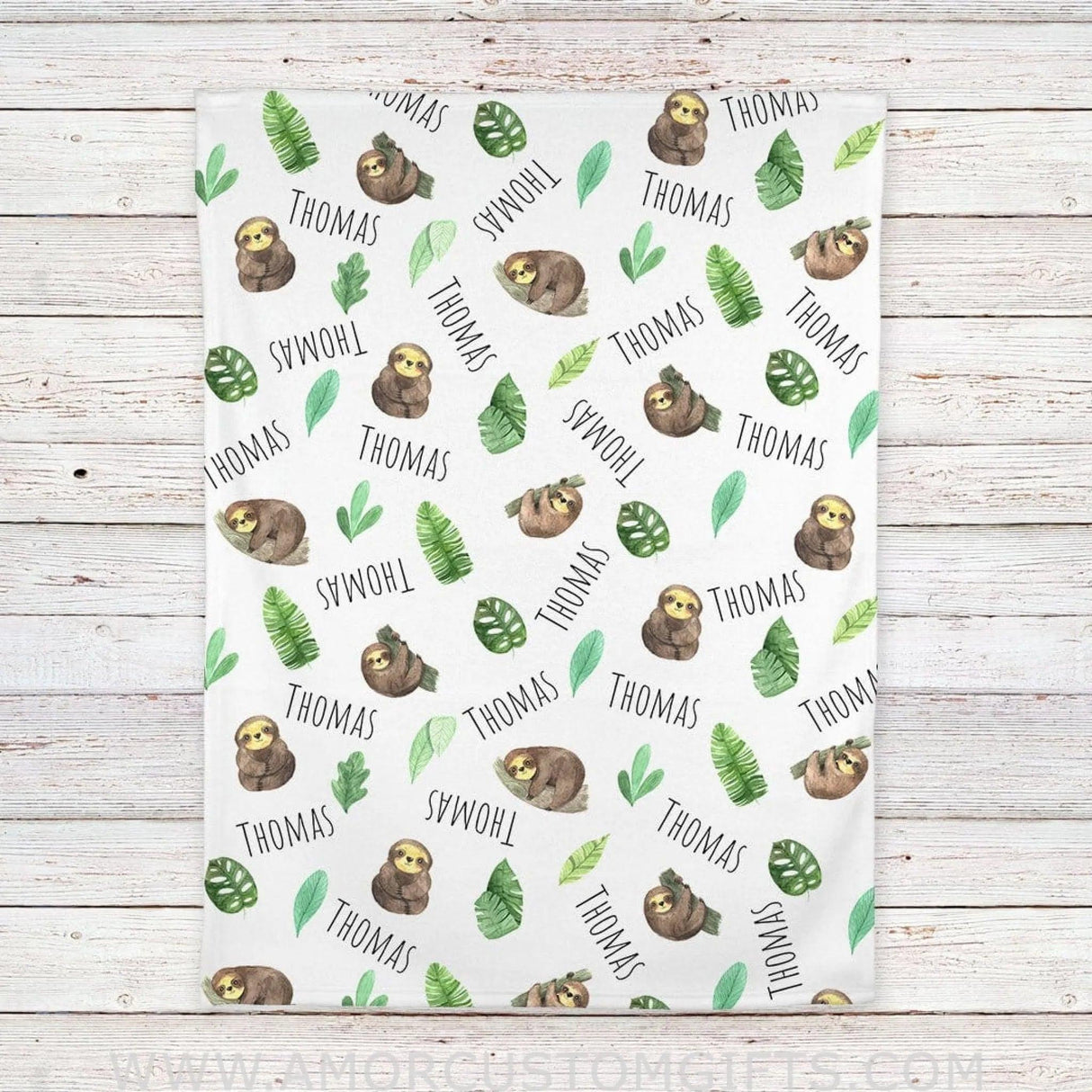 Blankets Sloth Personalized Baby Blanket, Gift for Kids Toddler - Blanket for Newborn