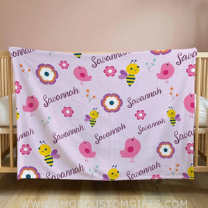 Blankets Spring Garden Personalized Baby Blanket, Baby Fleece blanket