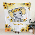 Blankets Sunflower Elephant Blanket, Sherpa Throw Fleece Blankets, Personalized Elephant Blanket for Newborn Baby Kids Girls Boys