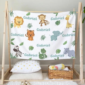 Blankets Woodland Baby Blanket, Personalized baby Blanket, Woodland Animal Baby Blanket