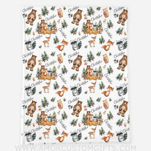 Blankets Woodland Baby Blanket, Personalized baby Blanket, Woodland Animal Baby Blanket