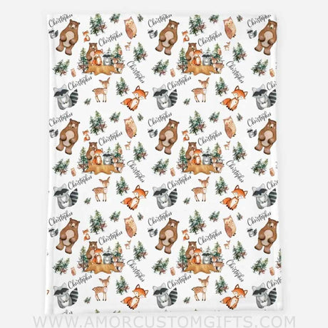 Blankets Woodland Baby Blanket, Personalized baby Blanket, Woodland Animal Baby Blanket