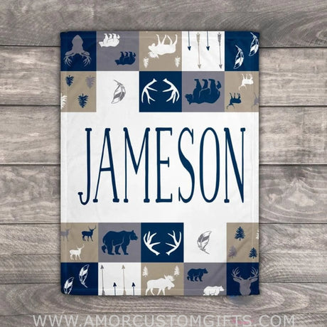 Blankets USA MADE Woodland Blanket, Personalized Baby Blankets, Blankets With Names, Toddler Bedding Boy